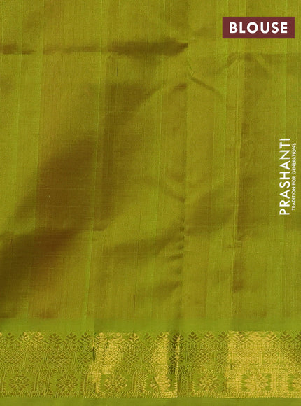 Silk cotton saree red and light green with zari woven buttas and zari woven border