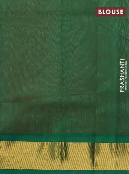 Silk cotton saree peach orange and green with zari woven buttas and zari woven border