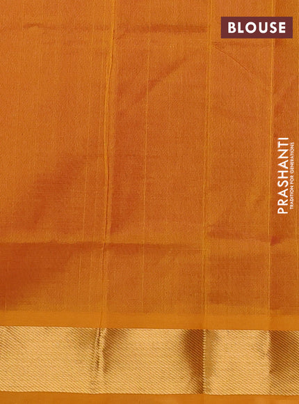 Silk cotton saree pink and mango yellow with zari woven buttas and zari woven border