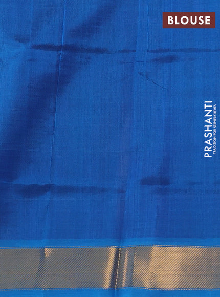 Silk cotton saree purple and cs blue with zari woven buttas and zari woven border