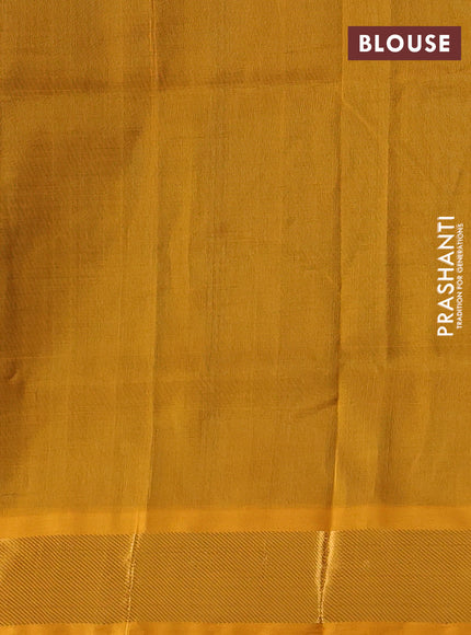 Silk cotton saree peacock green and mango yellow with zari woven buttas and zari woven border