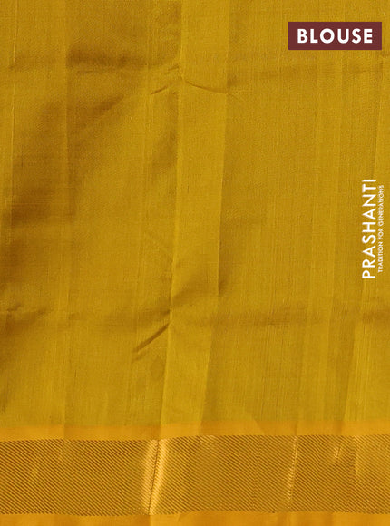 Silk cotton saree green and mustard yellow with zari woven buttas and zari woven border