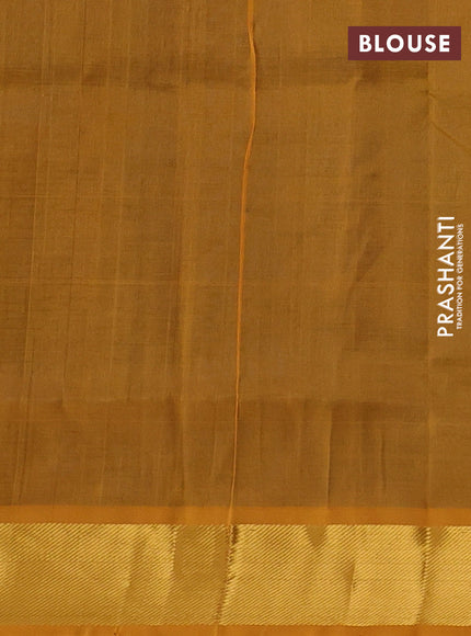 Silk cotton saree peacock blue and mustard yellow with zari woven buttas and zari woven border