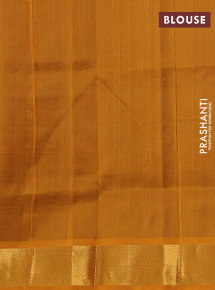 Silk cotton saree purple and dark mustard with zari woven buttas and zari woven border
