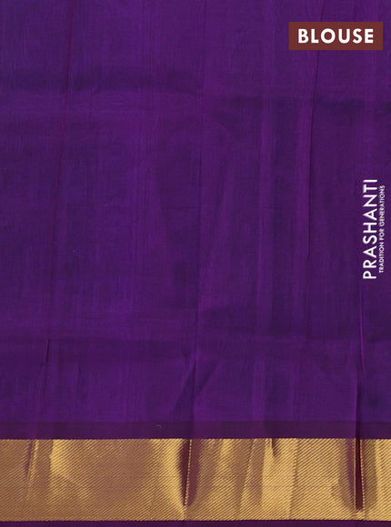 Silk cotton saree dual shade of blue and purple with zari woven buttas and zari woven border