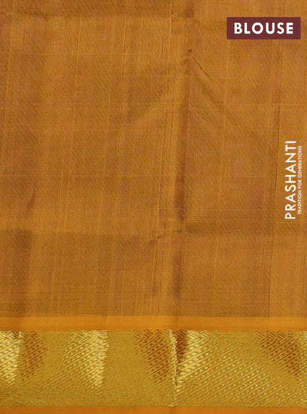 Silk cotton saree ble and mango yellow with zari woven buttas and zari woven border