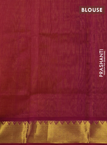 Silk cotton saree mango yellow and dark magenta pink with zari woven buttas and zari woven border