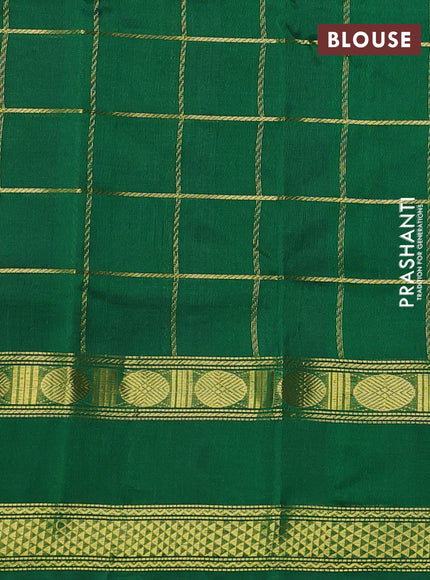 Silk cotton saree purple and green with allover zari checked pattern and rettapet zari woven border