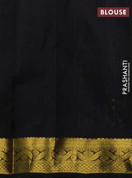 Silk cotton saree cream and black with allover paalum pazhamum checks & zari buttas and zari woven border