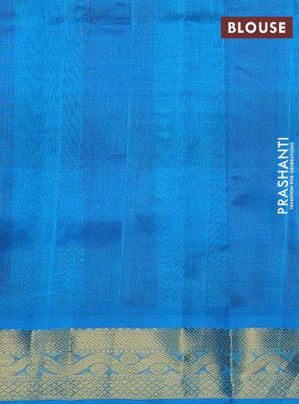 Silk cotton saree purple and cs blue with allover paalum pazhamum checks & zari buttas and zari woven border