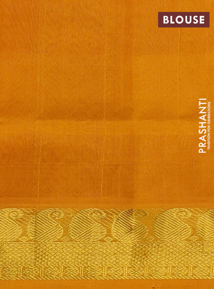 Silk cotton saree dark magenta pink and mustard yellow with allover paalum pazhamum checks & zari buttas and zari woven border