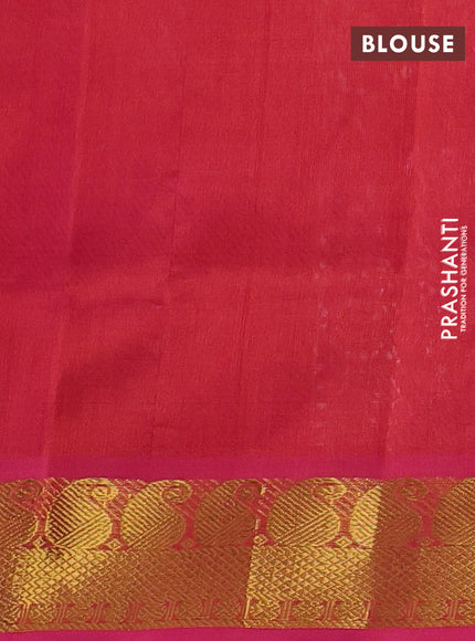 Silk cotton saree cream and pink with allover paalum pazhamum checks & zari buttas and zari woven border