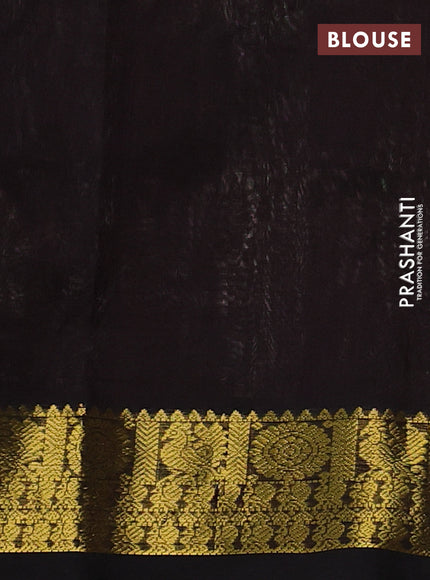Silk cotton saree cream and black with allover paalum pazhamum checks & zari buttas and zari woven border