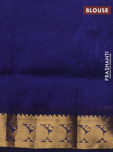 Silk cotton saree cs blue and blue with allover paalum pazhamum checks & zari buttas and paisley zari woven border