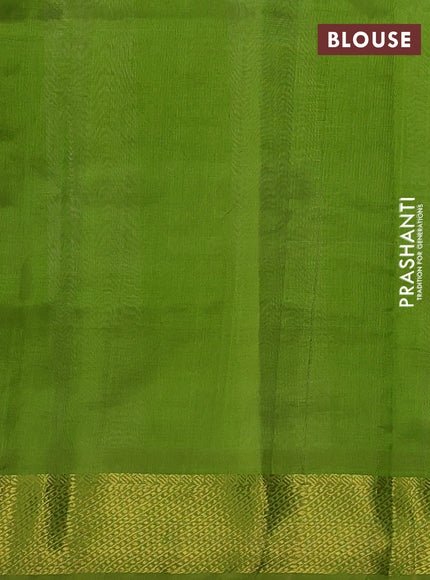 Silk cotton saree cream and light green with allover paalum pazhamum checks & zari buttas and zari woven border