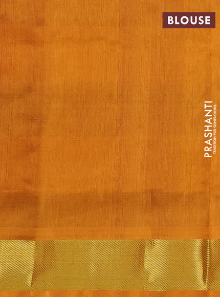 Silk cotton saree maroon and orange with allover paalum pazhamum checks & zari buttas and zari woven border