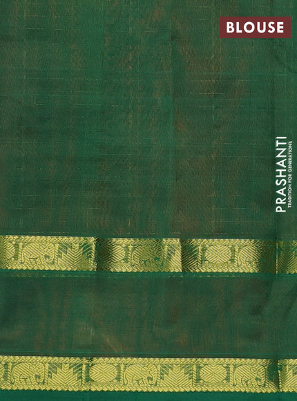 Silk cotton saree rustic orange and green with allover lakshadeepam weaves and rettapet zari woven border
