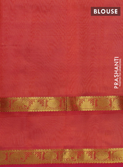 Silk cotton saree beige and dual shade of pinkish orange with allover lakshadeepam weaves and rettapet zari woven border