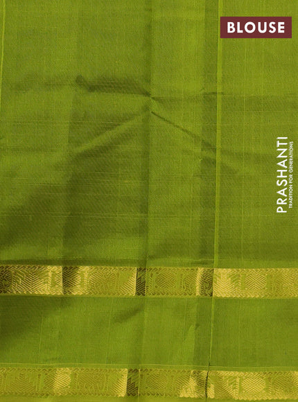 Silk cotton saree bottle green and light green with allover lakshadeepam weaves and rettapet zari woven border