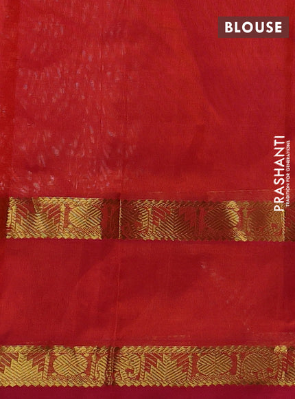 Silk cotton saree sandal and dual shade of pinkish orange with allover lakshadeepam weaves and rettapet zari woven border