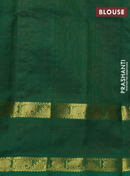 Silk cotton saree brown and green with allover lakshadeepam weaves and rettapet zari woven border