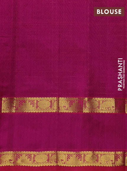Silk cotton saree deep jamun shade and pink with allover lakshadeepam weaves and rettapet zari woven border