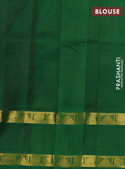 Silk cotton saree rust shade and green with allover lakshadeepam weaves and rettapet zari woven border