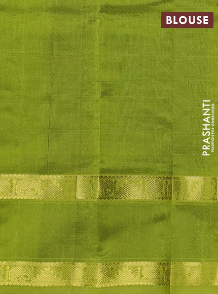Silk cotton saree bottle green and light green with allover lakshadeepam weaves and rettapet zari woven border