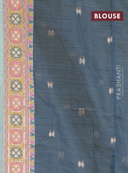 Jamdhani cotton saree pastel green and peacock green with allover thread woven buttas and jamdhani pallu