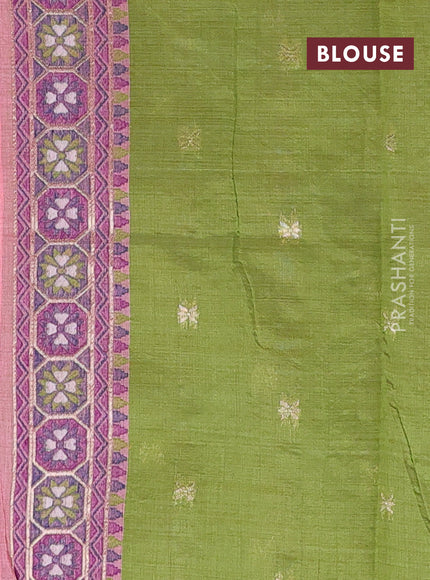 Jamdhani cotton saree pink and light green with allover thread woven buttas and jamdhani pallu