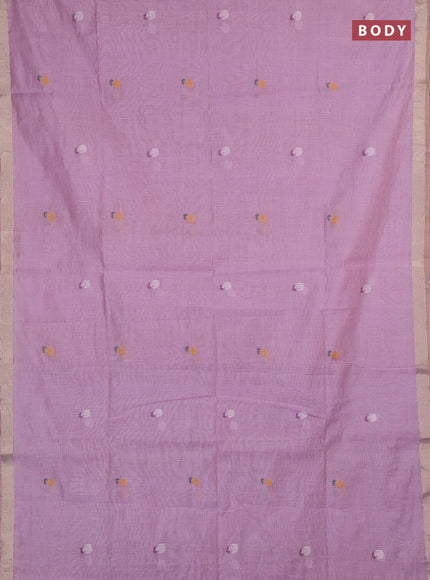 Jamdhani cotton saree lavender and purple with allover thread woven buttas and jamdhani pallu