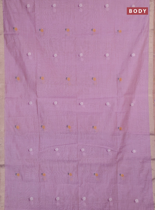Jamdhani cotton saree lavender and purple with allover thread woven buttas and jamdhani pallu