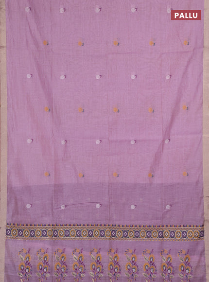 Jamdhani cotton saree lavender and purple with allover thread woven buttas and jamdhani pallu
