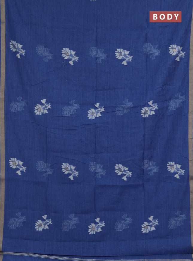 Jamdhani cotton saree pastel blue with allover thread & zari woven buttas and jamdhani pallu