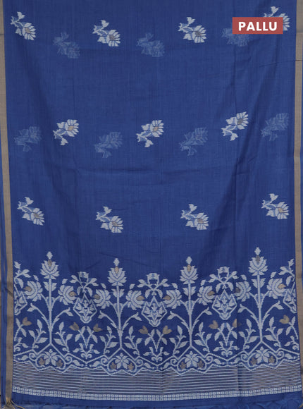 Jamdhani cotton saree pastel blue with allover thread & zari woven buttas and jamdhani pallu