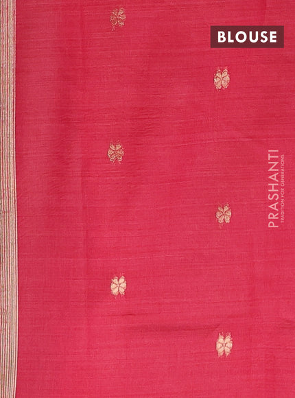 Jamdhani cotton saree peach pink and maroon with allover thread woven buttas and jamdhani pallu