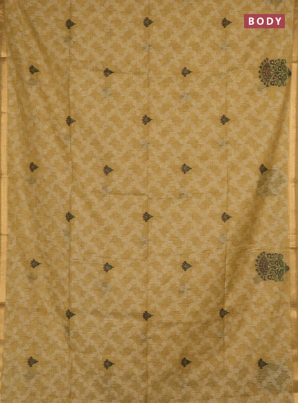 Jamdhani cotton saree sandal and coffee brown with allover thread woven buttas and jamdhani pallu