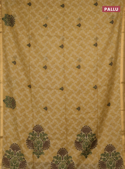 Jamdhani cotton saree sandal and coffee brown with allover thread woven buttas and jamdhani pallu