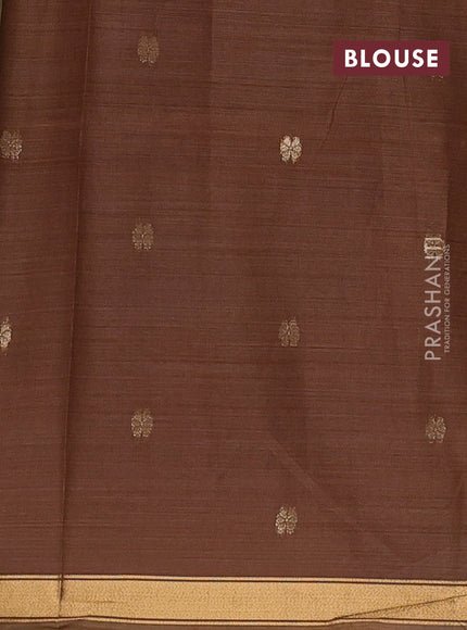 Jamdhani cotton saree sandal and coffee brown with allover thread woven buttas and jamdhani pallu