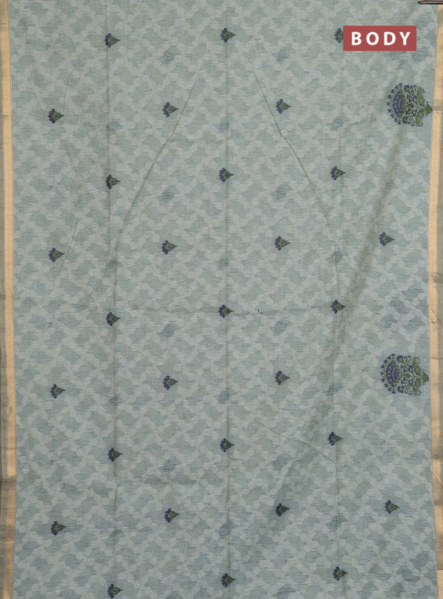 Jamdhani cotton saree blue shade and navy blue with allover thread woven buttas and jamdhani pallu