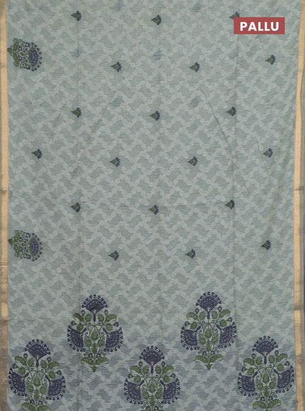 Jamdhani cotton saree blue shade and navy blue with allover thread woven buttas and jamdhani pallu