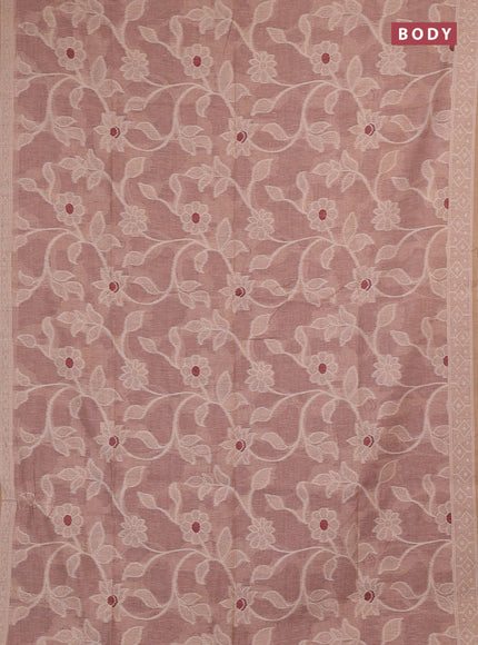 Jamdhani cotton saree pastel pink and maroon with allover thread weaves and jamdhani pallu