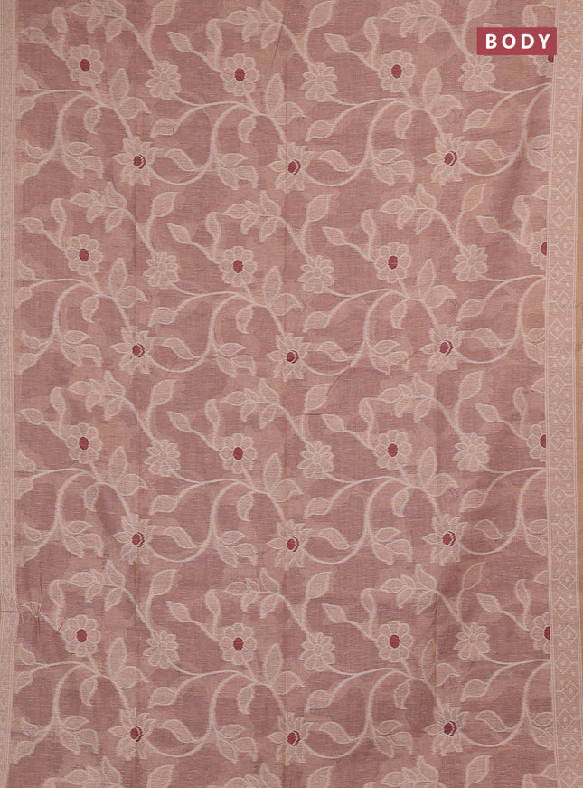 Jamdhani cotton saree pastel pink and maroon with allover thread weaves and jamdhani pallu