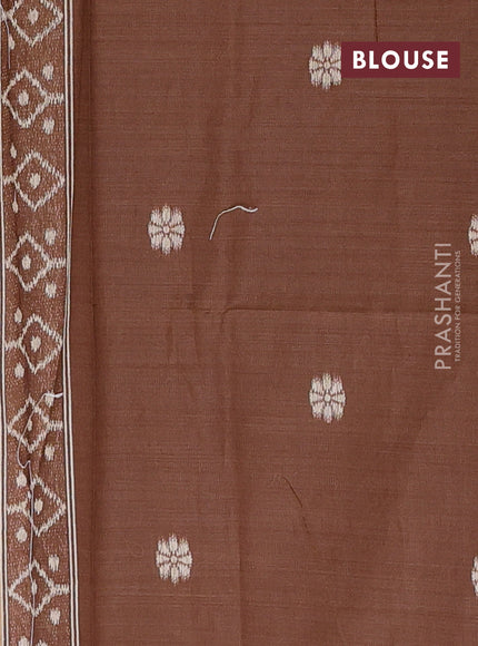 Jamdhani cotton saree sandal and brown with allover thread weaves and jamdhani pallu