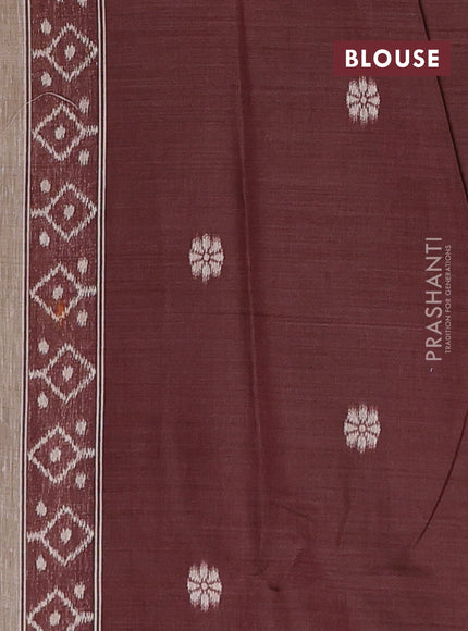 Jamdhani cotton saree beige and coffee brown with allover thread weaves and jamdhani pallu