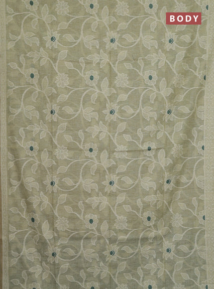 Jamdhani cotton saree green shade and bottle green with allover thread weaves and jamdhani pallu