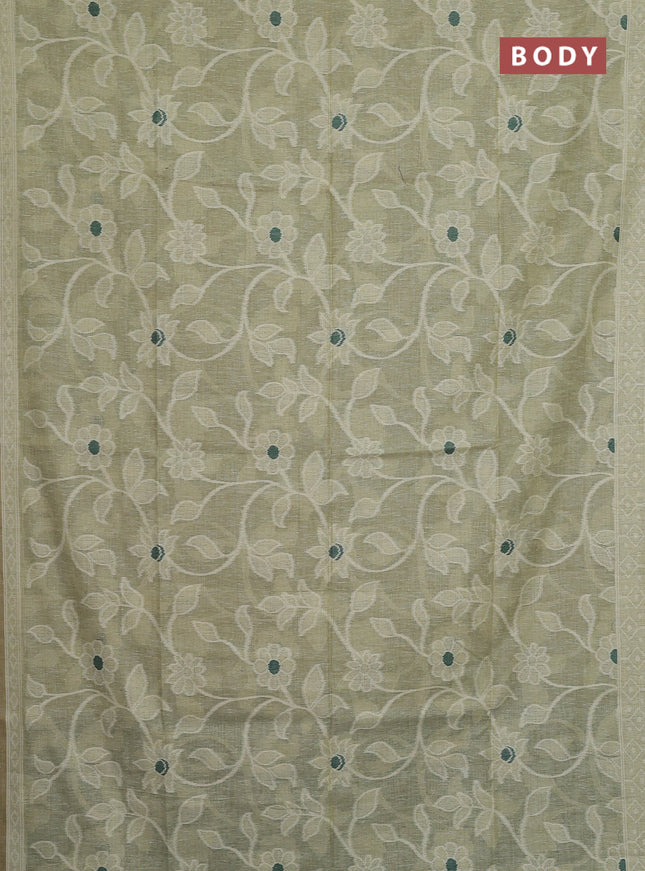Jamdhani cotton saree green shade and bottle green with allover thread weaves and jamdhani pallu