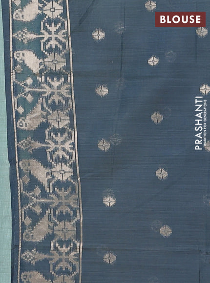 Jamdhani cotton saree teal shade and blue shade with allover thread & zari woven buttas and jamdhani pallu
