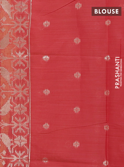Jamdhani cotton saree pale yellow and red with allover thread & zari woven buttas and jamdhani pallu