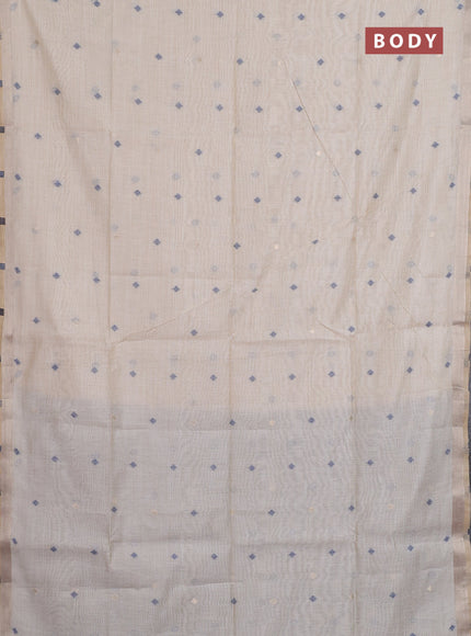 Jamdhani cotton saree beige and grey with allover thread & zari woven buttas and jamdhani pallu